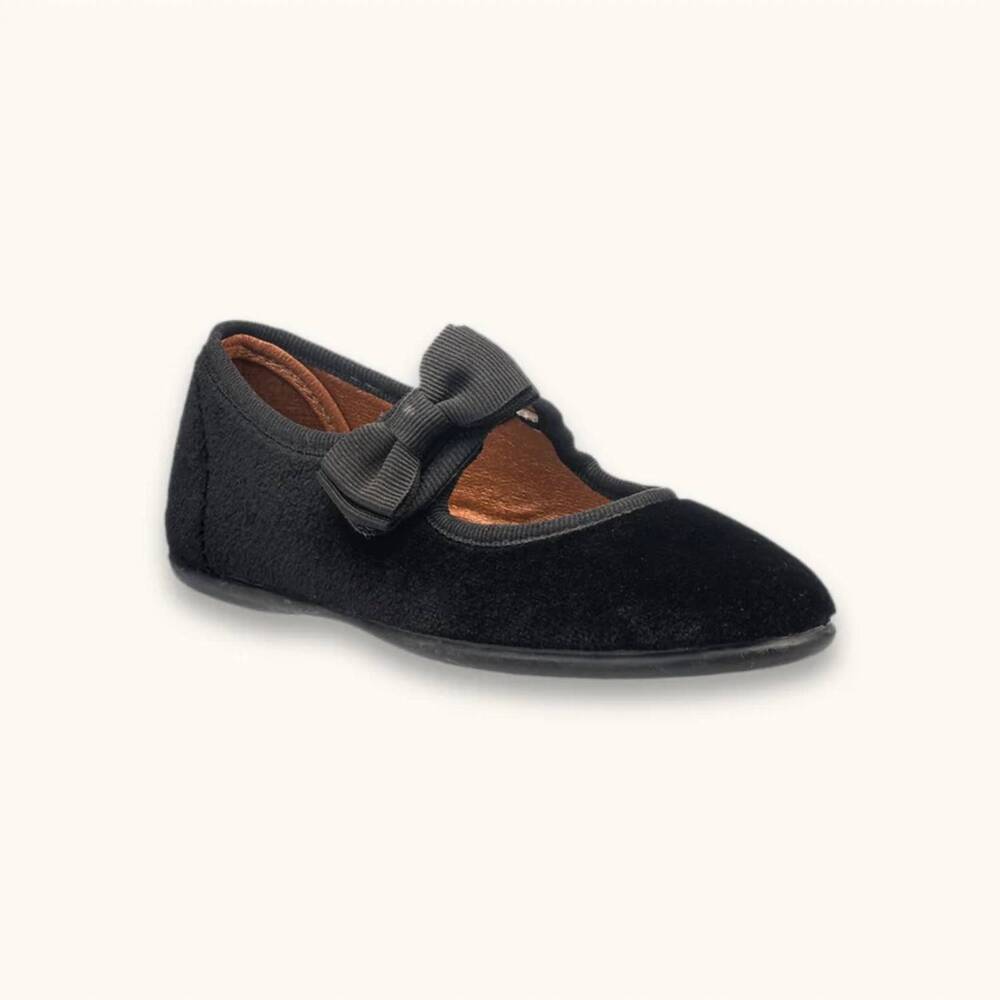 NEW ELEPHANTITO kids' velvet suede bow mary jane in black